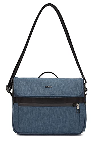 Pacsafe Metrosafe X Anti-Theft Messenger, 25 x 32 x 10 cm, Umhängetasche mit Exomesh Locking System für Damen und Herren, Schultertasche mit Anti-Diebstahl Technologie, 8 Liter, Jeans Blau/Dark Denim von Pacsafe