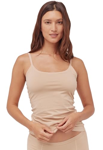 Pact Damen Baumwoll-Tanktop mit integriertem Büstenhalter Trägershirt/Cami Shirt, champagnerfarben, X-Groß von Pact