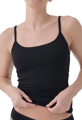 Pact Damen Tanktop aus Baumwolle mit Integriertem Büstenhalter Trägershirt/Cami Shirt, Schwarz, X-Groß von Pact