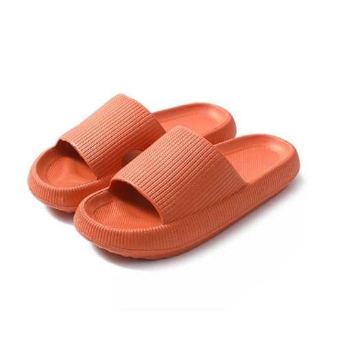 PacuM Sliders Women Men Cushiony Slippers, Slippers with Thick Outsole,Non Slip Quick Drying Shower Slides Bathroom Sandals (36/37EU,Orange) von PacuM