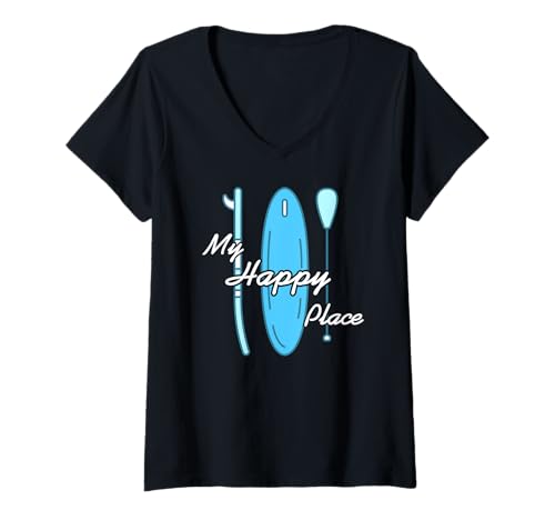 Damen Mein Lieblingsort Stand Up Paddle Wasserleben T-Shirt mit V-Ausschnitt Damen Mein Lieblingsort Stand Up Paddle Wasserleben T-Shirt mit V-Ausschnitt von Paddelbrett Naturfreunde Abenteuer