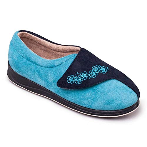 Padders Hug Wide EE Fit Damen Hausschuhe aus Memory-Schaum, Blau - blau - Größe: 42 EU von Padders