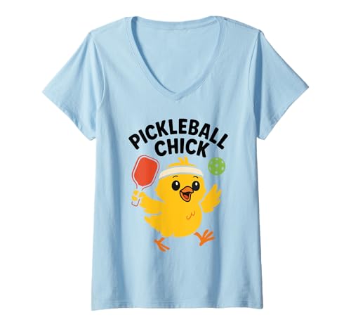 Damen Pickleball Chick, niedliches, lustiges Paddelliebhaber-Sportler, Damen und Mädchen T-Shirt mit V-Ausschnitt von Paddle Chick Apparel