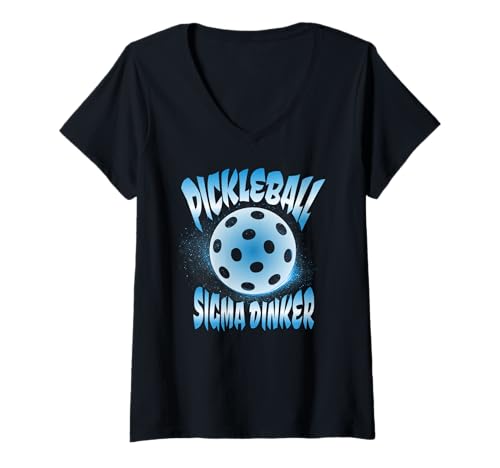 Damen Pickleball Sigma Dinker Gen Z Vaporwave Lustig T-Shirt mit V-Ausschnitt Damen Pickleball Sigma Dinker Gen Z Vaporwave Lustig T-Shirt mit V-Ausschnitt von Paddle Smash Club for Pickleball Fans Family Teens