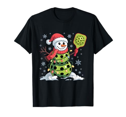 Pickleball Player Schneemann Weihnachtsbeleuchtung Weihnachtsmann Herren Damen T-Shirt Pickleball Player Schneemann Weihnachtsbeleuchtung Weihnachtsmann Herren Damen T-Shirt von Paddle Snowman Pickleball Xmas