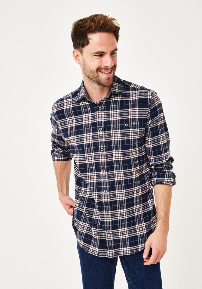 Paddock's Langarmhemd Kariertes Herren Flanellhemd Langarm von Paddock's