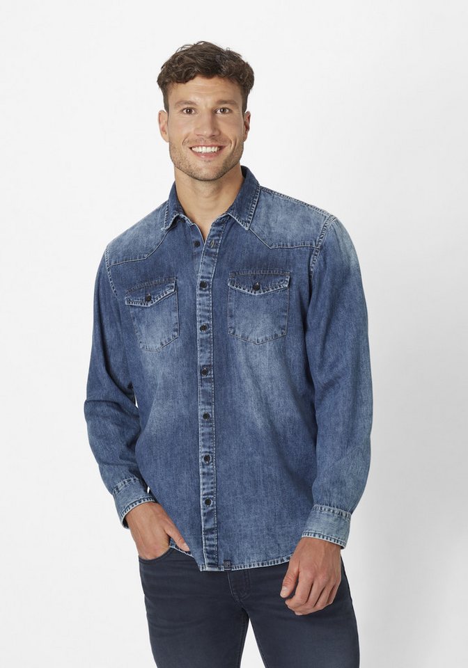 Paddock's Langarmhemd Regular Fit Denim Shirt von Paddock's