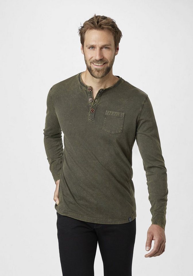 Paddock's Langarmshirt (1-tlg) Henley Langarmshirt mit Knöpfen von Paddock's