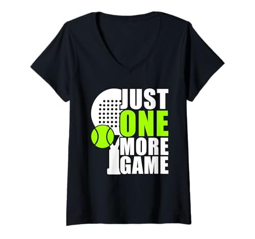 Damen Just one more game lustiges Padelball Spieler T-Shirt mit V-Ausschnitt Damen Just one more game lustiges Padelball Spieler T-Shirt mit V-Ausschnitt von Padelball Outfit & lustige Padelball Sprüche