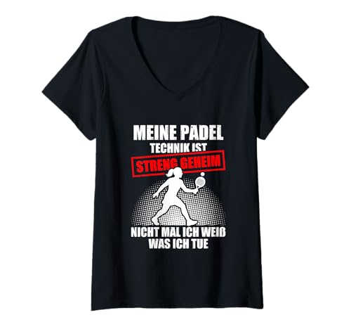 Damen Meine Padel Technik lustiges Padelball Spieler T-Shirt mit V-Ausschnitt von Padelball Outfit & lustige Padelball Sprüche