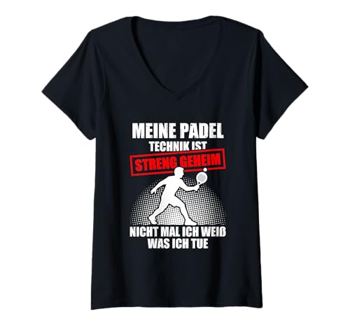 Damen Meine Padel Technik lustiges Padelball Spieler T-Shirt mit V-Ausschnitt von Padelball Outfit & lustige Padelball Sprüche
