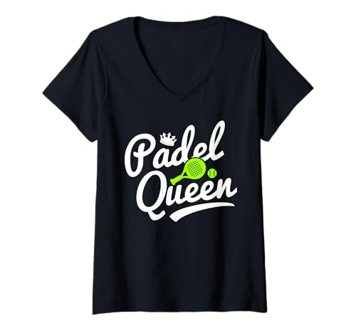 Damen Padel Queen lustiges Padelball Spieler T-Shirt mit V-Ausschnitt von Padelball Outfit & lustige Padelball Sprüche