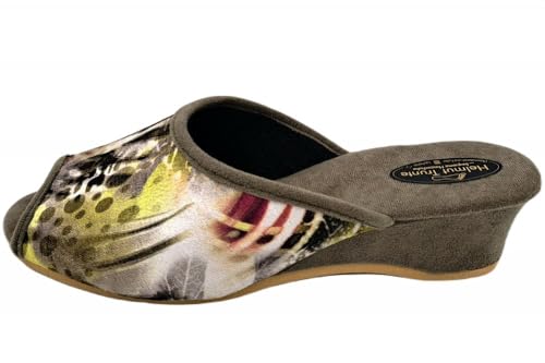 Helmut Trunte Hausschuhe Pantolette mit Fußbett Peeptoe, Olive-Grün, EU 40 von Padero