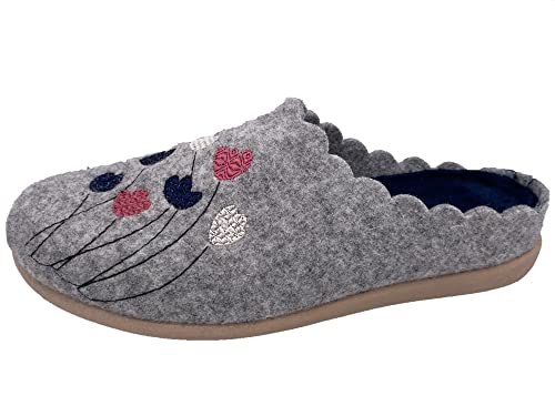 Padero Damen Filzpantoffel Hausschuhe Filz mit loser Einlage, Blume-B2, EU 38 von Padero