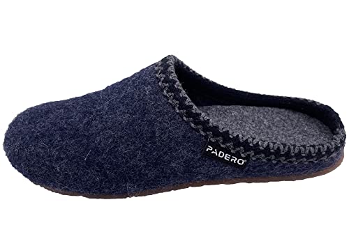 Padero FRANZ Hausschuhe warme Pantoffeln aus Wollfilz, Jeans-Blau, EU 41 von Padero