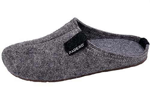 Padero Hausschuhe Henno Pantoffeln aus Wollfilz, Grau, EU 39 von Padero