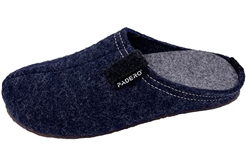 Padero Hausschuhe Henno Pantoffeln aus Wollfilz, Jeans-Blau, EU 40 von Padero