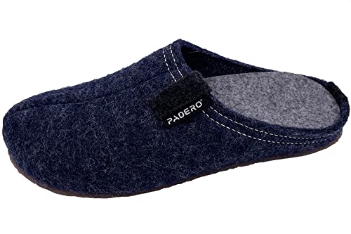 Padero Hausschuhe Henno Pantoffeln aus Wollfilz, Jeans-Blau, EU 45 von Padero