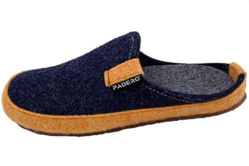 Padero TONI Hausschuhe warme Pantoffeln aus Wollfilz, Jeans-Gelb, EU 41 von Padero