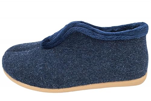 Padero Damen Hausschuhe warm Filz geschlossen leichter Einstieg, Blau, EU 39 von Padero