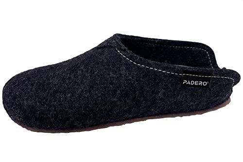 Padero LANA Hausschuhe warme Pantoffeln aus Wollfilz, Graphit, EU 38 von Padero