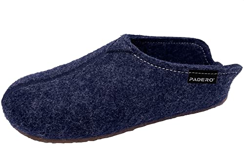 Padero LANA Hausschuhe warme Pantoffeln aus Wollfilz, Jeans-Blau, EU 41 von Padero