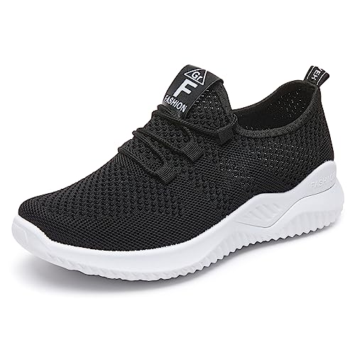 PADGENE Laufschuhe mit Kissen, Strick, Damen, Laufschuhe, Reisen, lässig, Turnschuhe, Laufen, Fitnessstudio, Fitness, Sportschuhe, modisch, Größe D – Schwarz, 37 EU, 37 EU von Padgene