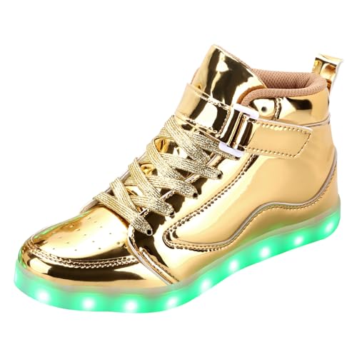 PADGENE Sportschuhe mit blinkenden LEDs, für Damen/Herren, wiederaufladbar über USB, FX-Gold, 36 EU von Padgene