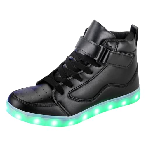 PADGENE Sportschuhe mit blinkenden LEDs, für Damen/Herren, wiederaufladbar über USB, FX-Schwarz, 38 EU von Padgene