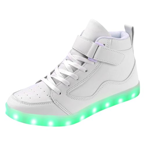 PADGENE Sportschuhe mit blinkenden LEDs, für Damen/Herren, wiederaufladbar über USB, FX-Weiß, 37 EU von Padgene