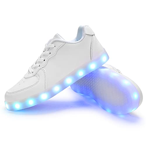 PADGENE Sportschuhe mit blinkenden LEDs, für Damen/Herren, wiederaufladbar über USB, Re Blanc, 38 EU von Padgene