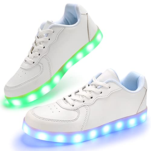 PADGENE Sportschuhe mit blinkenden LEDs, für Damen/Herren, wiederaufladbar über USB, Re Blanc, 39 EU von Padgene