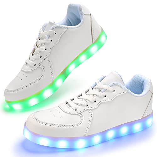 PADGENE Sportschuhe mit blinkenden LEDs, für Damen/Herren, wiederaufladbar über USB, Re Blanc, 44 EU von Padgene