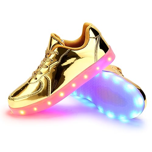 PADGENE Sportschuhe mit blinkenden LEDs, für Damen/Herren, wiederaufladbar über USB, Re Gold, 37 EU von Padgene