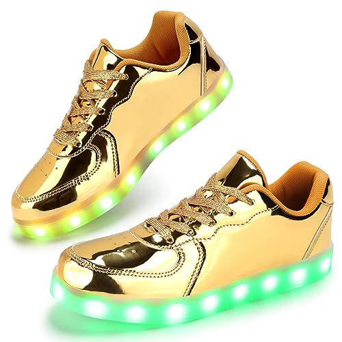 PADGENE Sportschuhe mit blinkenden LEDs, für Damen/Herren, wiederaufladbar über USB, Re Gold, 43 EU von Padgene