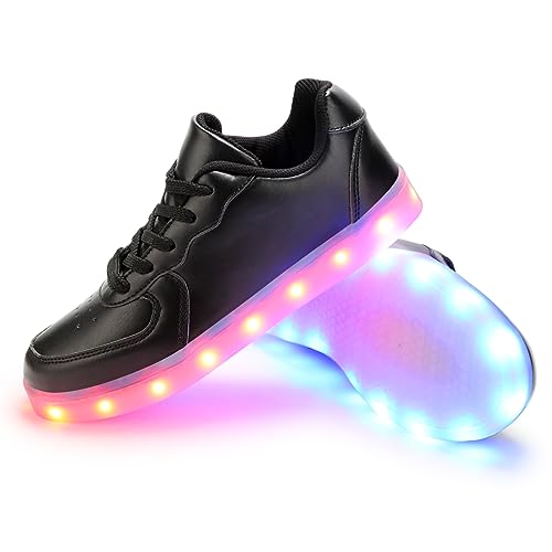 PADGENE Sportschuhe mit blinkenden LEDs, für Damen/Herren, wiederaufladbar über USB, Re Schwarz, 37 EU von Padgene