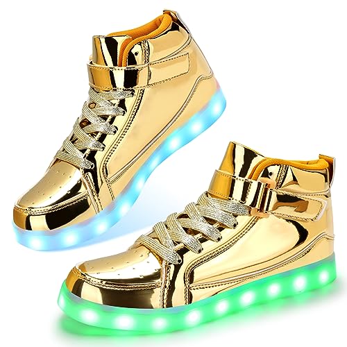 PADGENE Sportschuhe mit blinkenden LEDs, für Damen/Herren, wiederaufladbar über USB, Xe Gold, 42 EU von Padgene