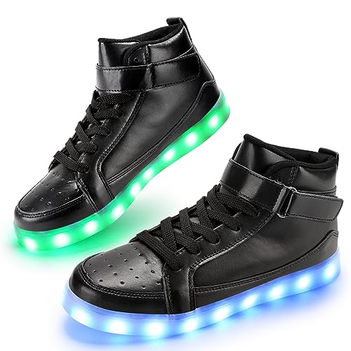 PADGENE Sportschuhe mit blinkenden LEDs, für Damen/Herren, wiederaufladbar über USB, Xe Schwarz, 39 EU von Padgene