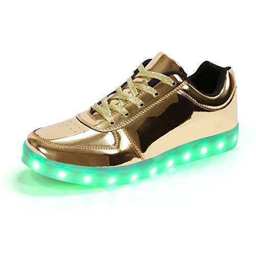 Padgene Damen Herren LED leuchtet Turnschuhe High Top Blinken Trainer USB Ladekabel Spitze bis Paare Schuhe, Gold, 37 EU von Padgene