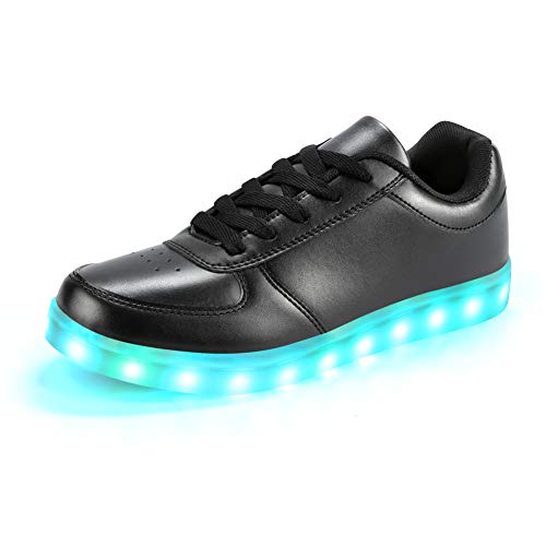 Padgene Damen Herren LED leuchtet Turnschuhe High Top Blinken Trainer USB Ladekabel Spitze bis Paare Schuhe, Schwarz, 43 EU von Padgene