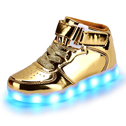 Padgene Unisex Jungen Mädchen LED beleuchtete Turnschuhe High Top Blinkende Turnschuhe USB Aufladung Schnürschuhe für Kinder von Padgene