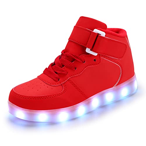 Padgene Unisex Jungen Mädchen LED beleuchtete Turnschuhe High Top Blinkende Turnschuhe USB Aufladung Schnürschuhe für Kinder von Padgene