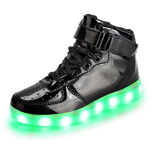 Padgene Unisex Jungen Mädchen LED beleuchtete Turnschuhe High Top Blinkende Turnschuhe USB Aufladung Schnürschuhe für Kinder von Padgene