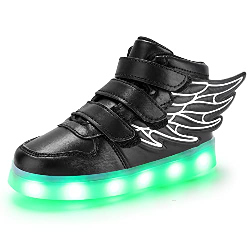 Padgene Unisex Jungen Mädchen LED beleuchtete Turnschuhe High Top Blinkende Turnschuhe USB Aufladung Schnürschuhe für Kinder von Padgene