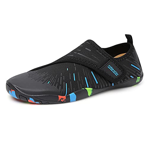 Padgene Wasserschuhe für Männer und Frauen Schnelltrocknende Wasserschuhe Unisex zum Schwimmen, Yoga, Strand, Laufen, Schnorcheln, Surfen, Tauchen, B058 Schwarz + Blau, 38 EU von Padgene