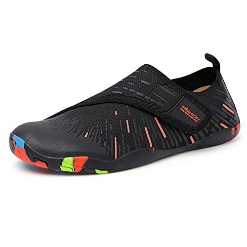 Padgene Wasserschuhe für Männer und Frauen Schnelltrocknende Wasserschuhe Unisex zum Schwimmen, Yoga, Strand, Laufen, Schnorcheln, Surfen, Tauchen, B058 Schwarz + Orange, 38 EU von Padgene