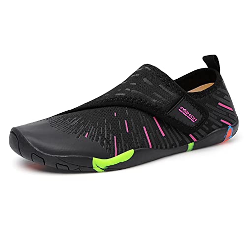 Padgene Wasserschuhe für Männer und Frauen Schnelltrocknende Wasserschuhe Unisex zum Schwimmen, Yoga, Strand, Laufen, Schnorcheln, Surfen, Tauchen, B058 Schwarz + Rosa, 37 EU von Padgene