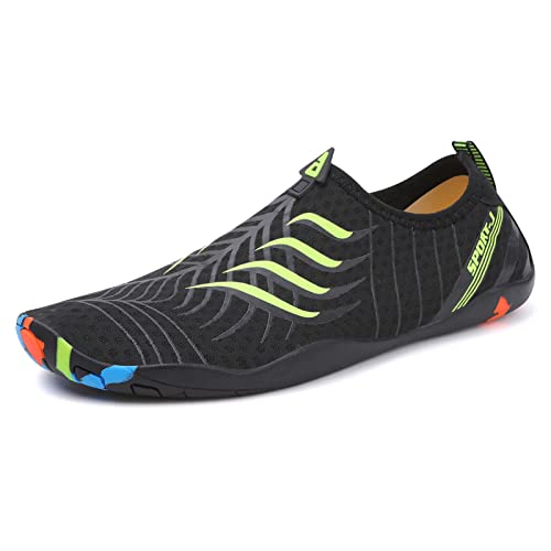 Padgene Wasserschuhe für Männer und Frauen Schnelltrocknende Wasserschuhe Unisex zum Schwimmen, Yoga, Strand, Laufen, Schnorcheln, Surfen, Tauchen, B059 Schwarz + Grün, 39 EU von Padgene