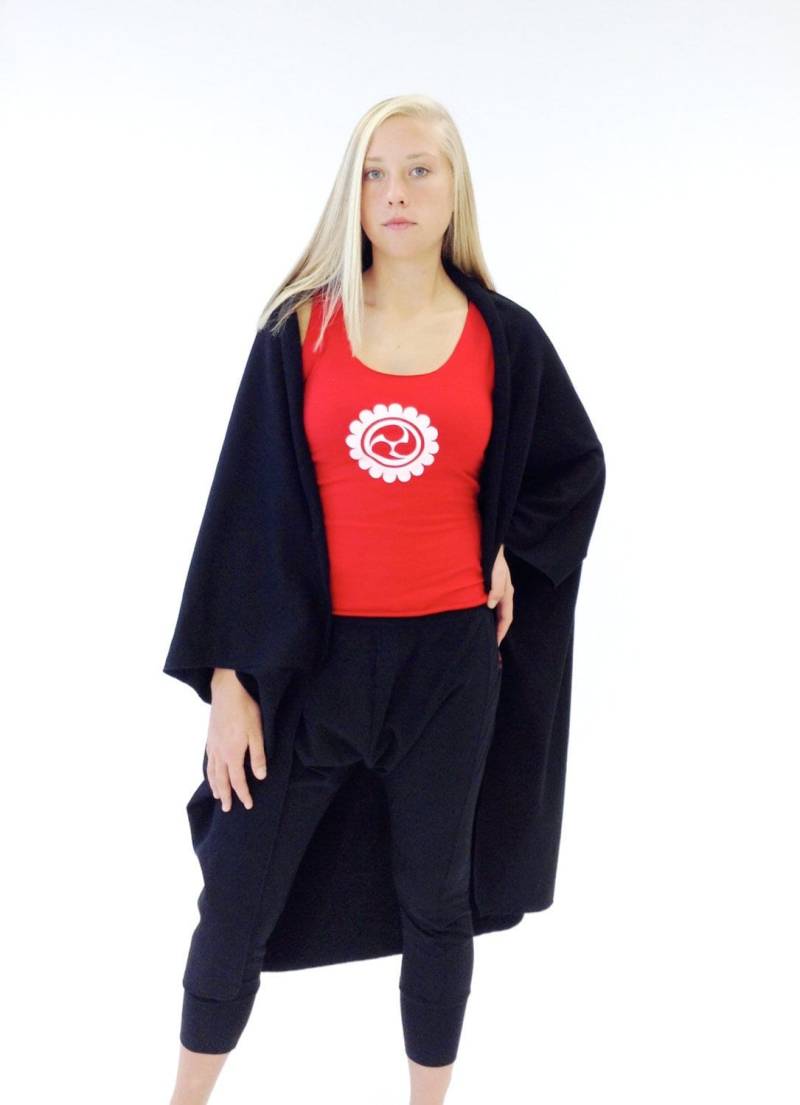 Damen Long Shrug Jacke - Mode Cocoon Stretch Baumwolle Schwarze Strickjacke Boho Chic Oversized Layering Kleidungsstück Yoga Cover-Up von PadmaYogaWear