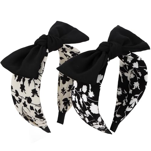 Padorul 2 Stück Blumen bedruckte Schleife Haarbänder für Frauen und Mädchen, rutschfest, breite bequeme Passform, Boho-Mode-Kopf-Accessoires Padorul 2 Stück Blumen bedruckte Schleife Haarbänder für Frauen und Mädchen, rutschfest, breite bequeme Passform, Boho-Mode-Kopf-Accessoires von Padorul